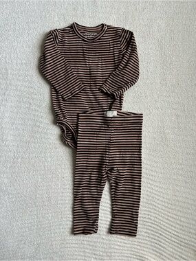 Arket Brown and Black Striped Baby Matching Set